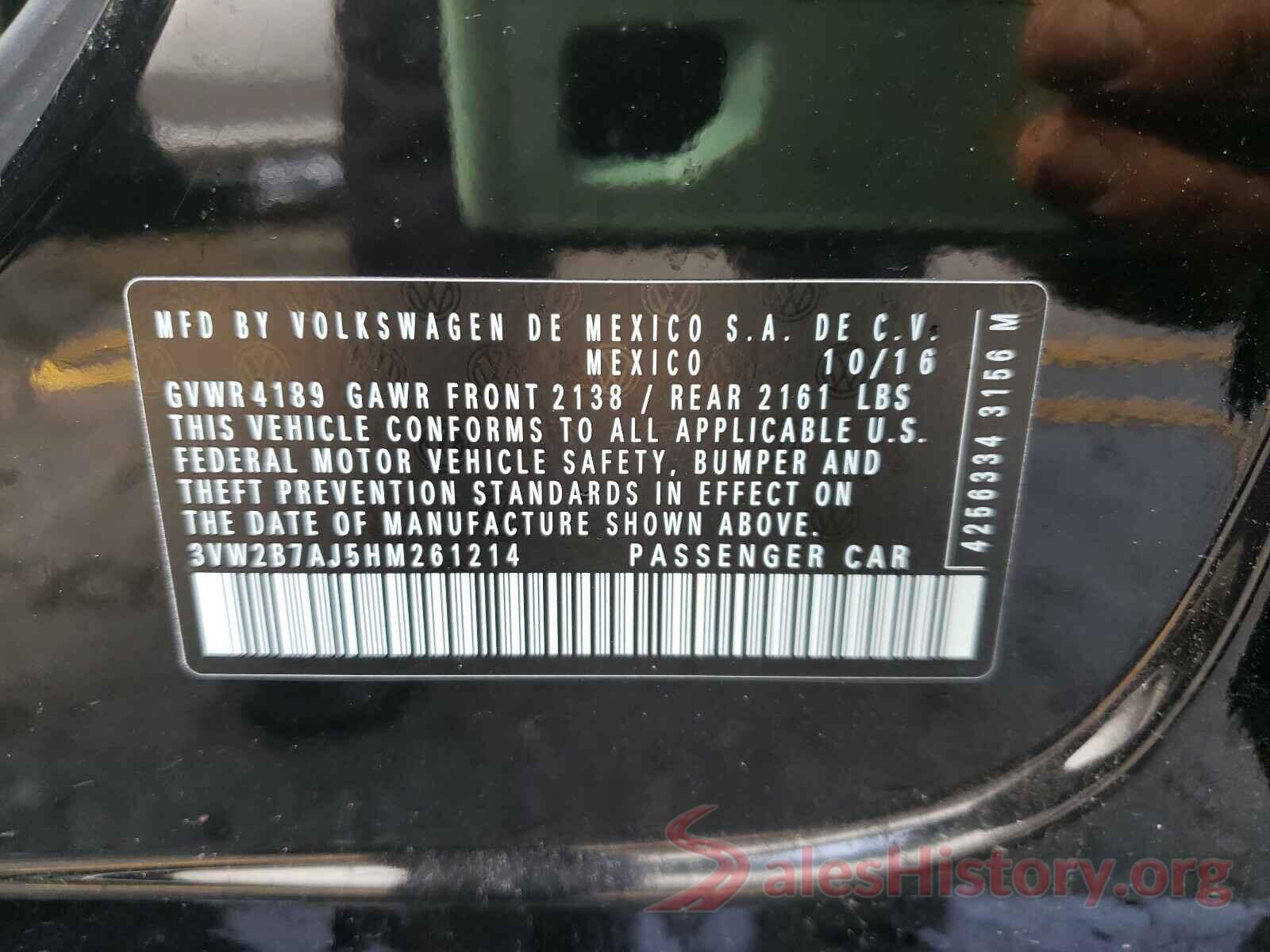 3VW2B7AJ5HM261214 2017 VOLKSWAGEN JETTA