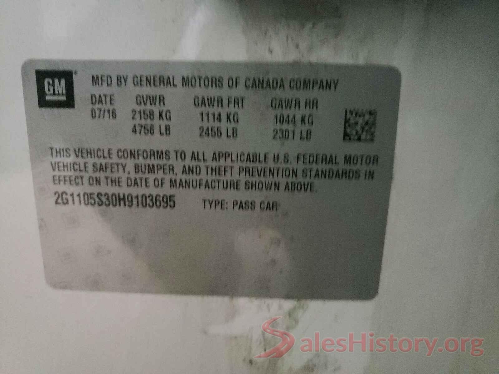 2G1105S30H9103695 2017 CHEVROLET IMPALA