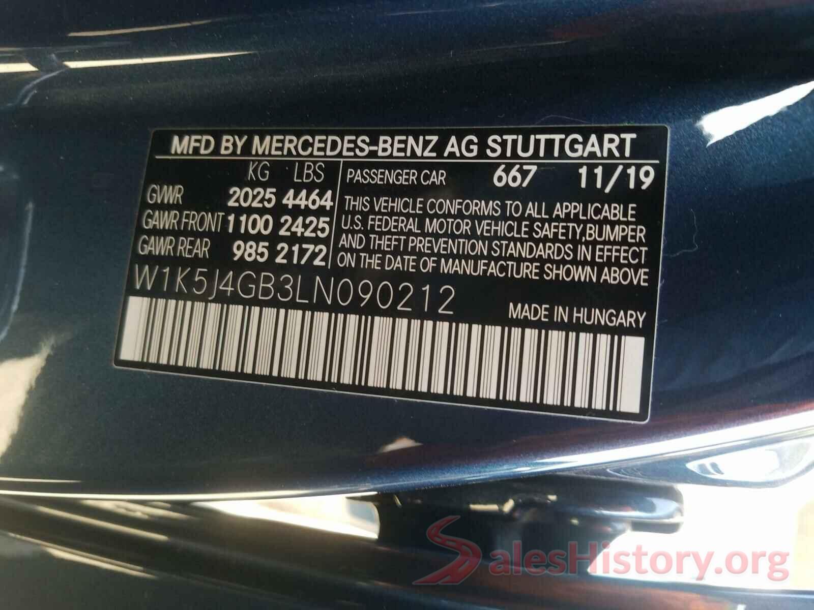 W1K5J4GB3LN090212 2020 MERCEDES-BENZ C CLASS