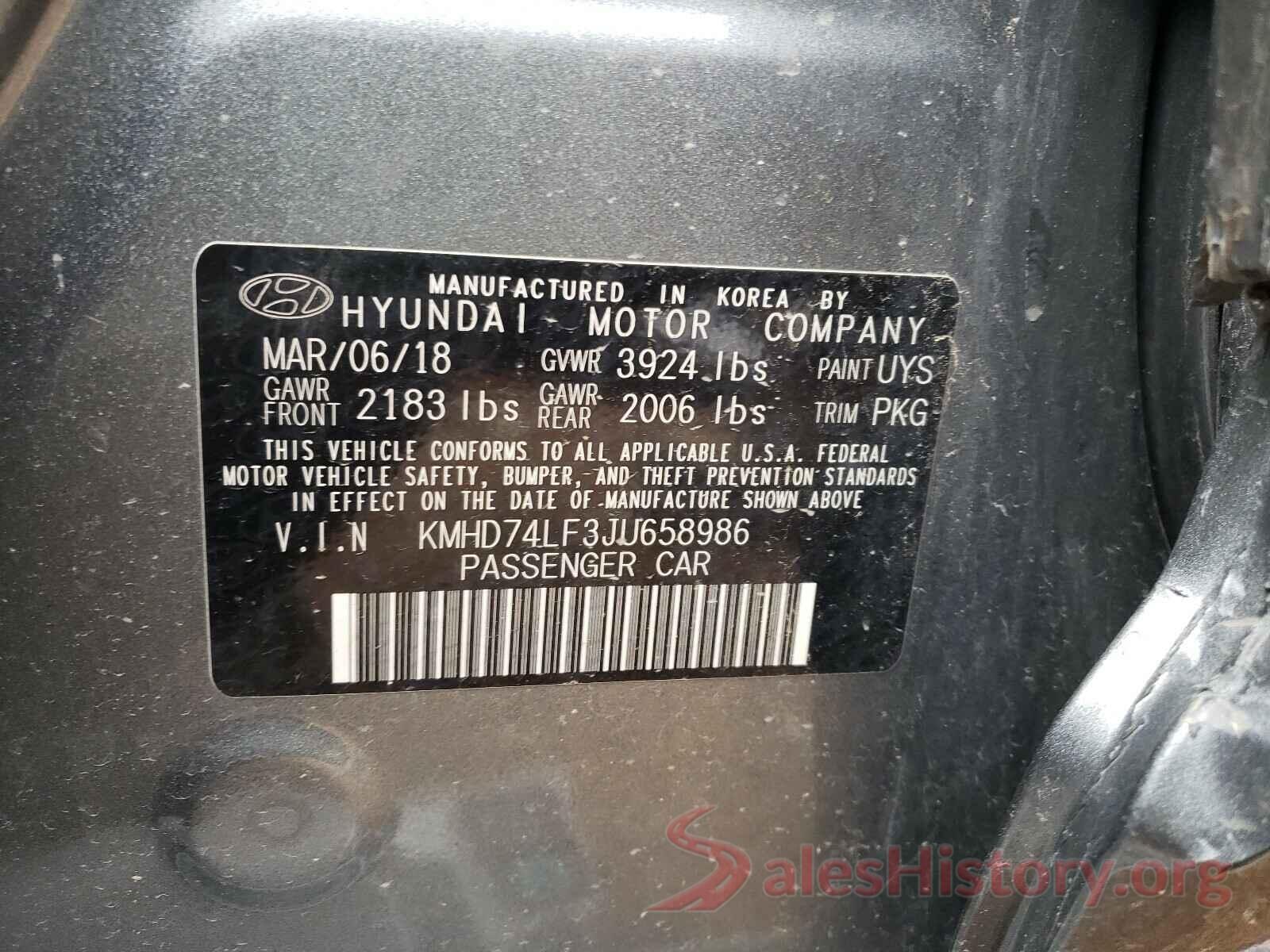 KMHD74LF3JU658986 2018 HYUNDAI ELANTRA