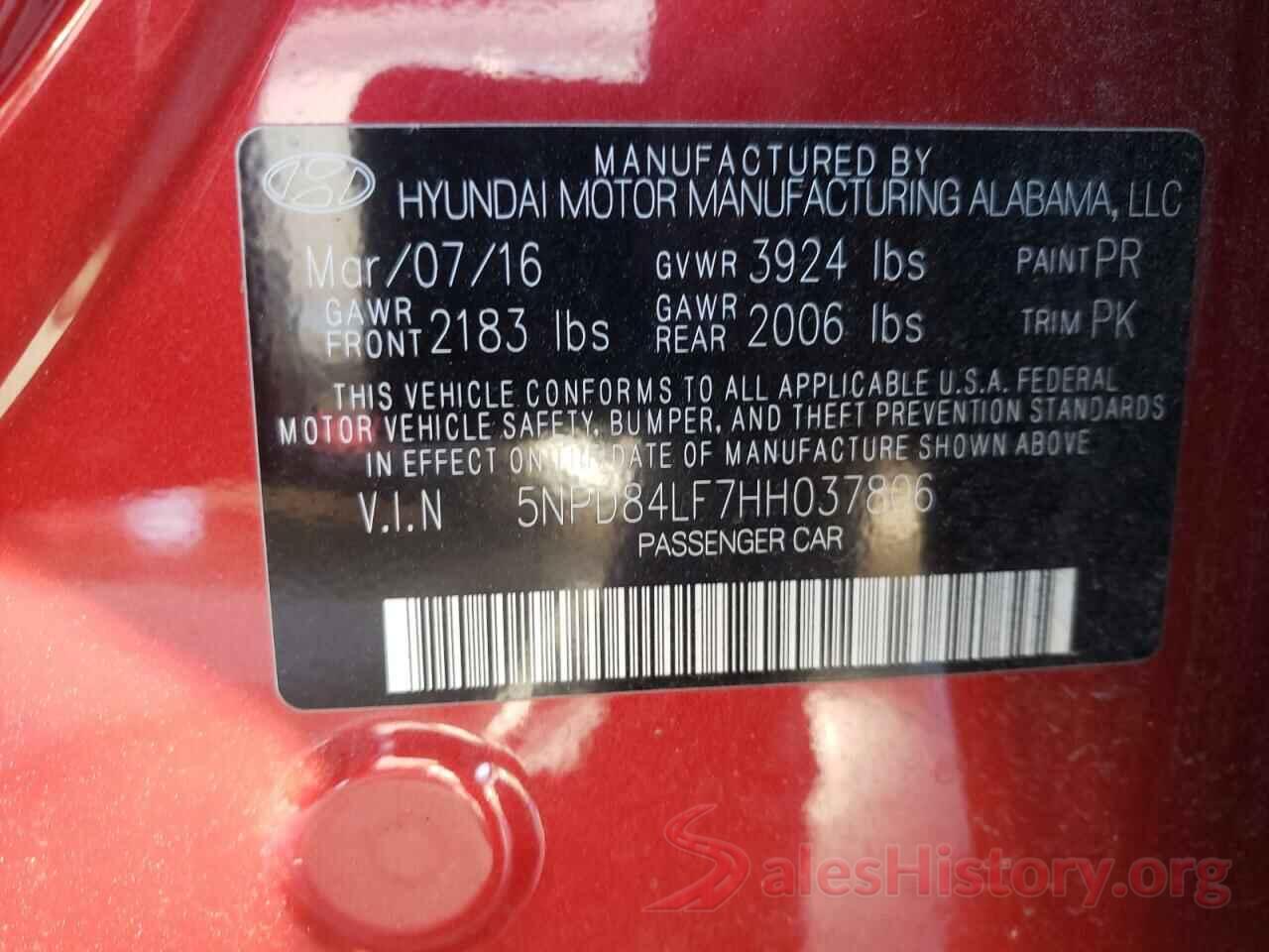 5NPD84LF7HH037806 2017 HYUNDAI ELANTRA