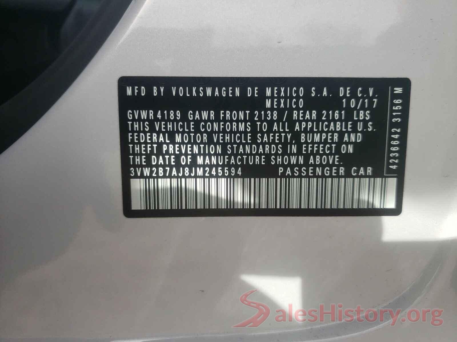 3VW2B7AJ8JM245594 2018 VOLKSWAGEN JETTA