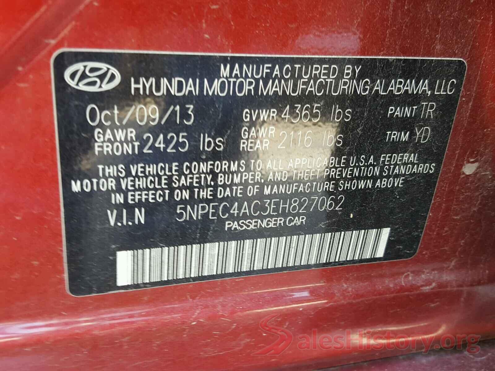 5NPEC4AC3EH827062 2014 HYUNDAI SONATA