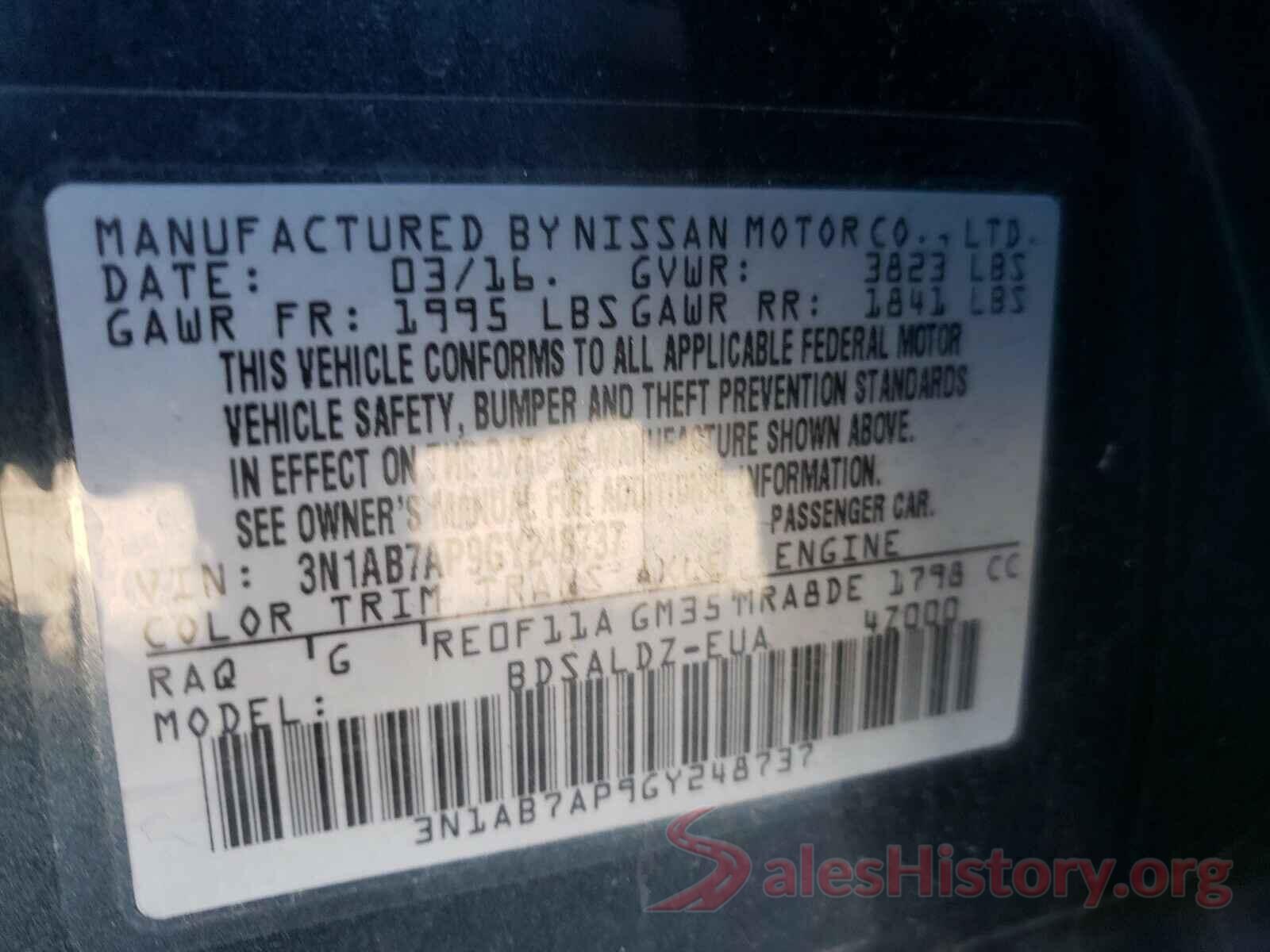 3N1AB7AP9GY248737 2016 NISSAN SENTRA