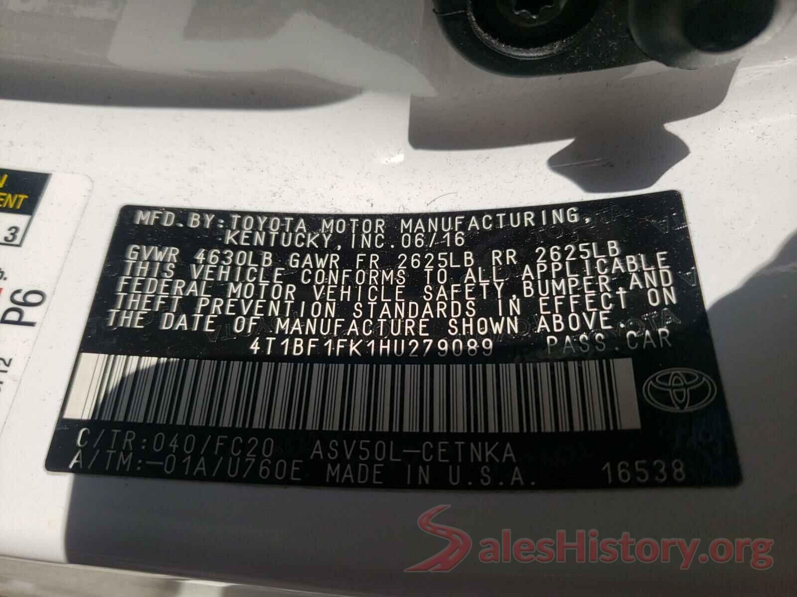 4T1BF1FK1HU279089 2017 TOYOTA CAMRY