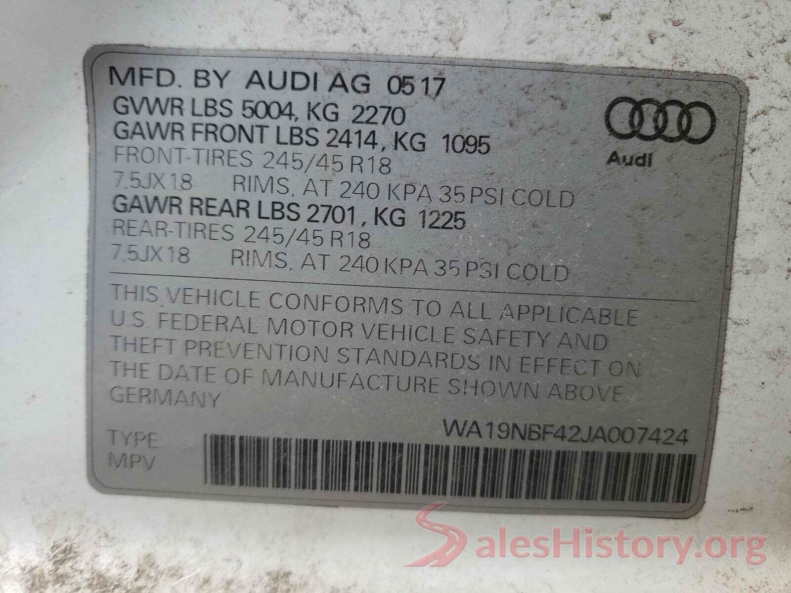 WA19NBF42JA007424 2018 AUDI A4