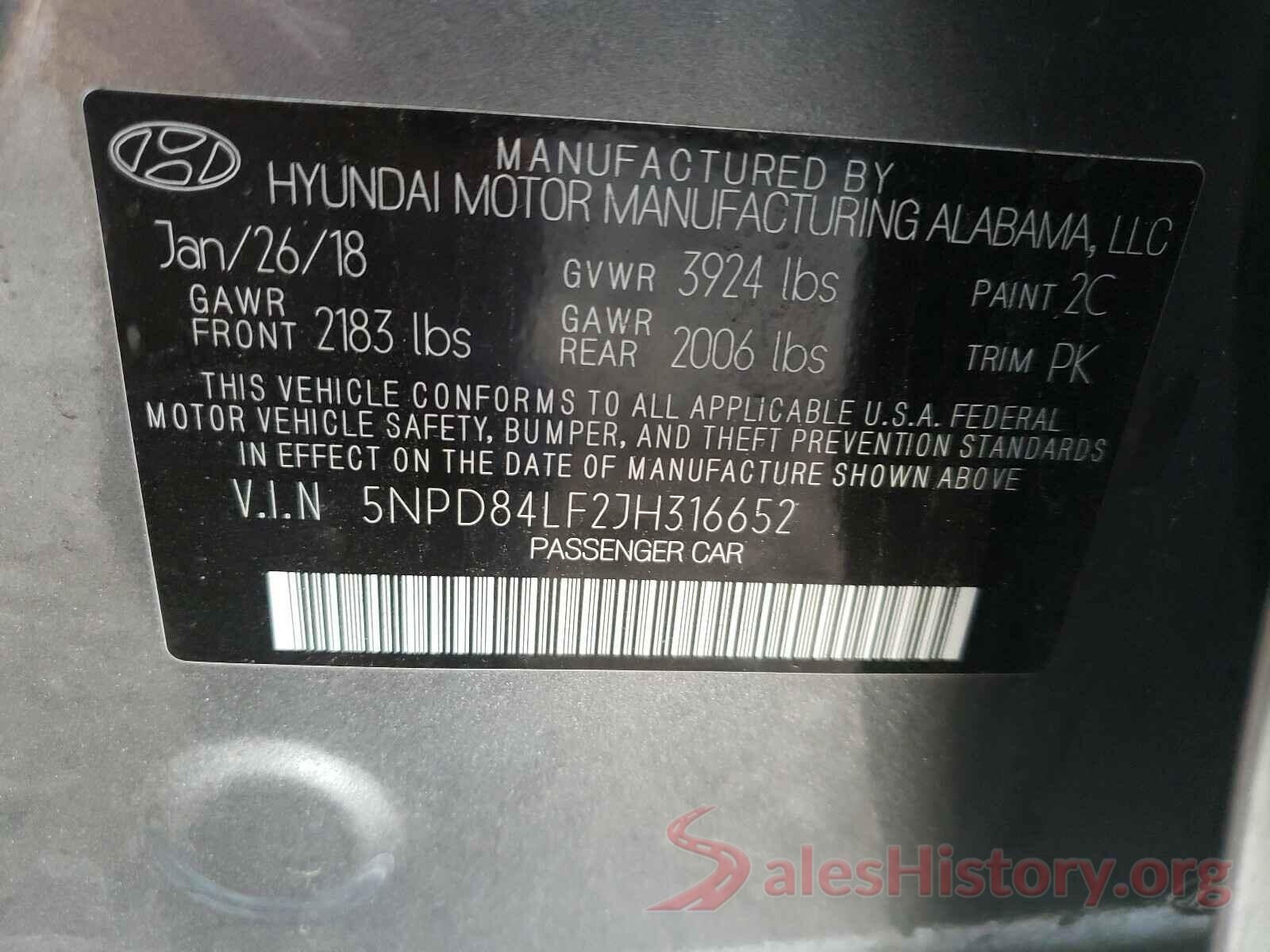 5NPD84LF2JH316652 2018 HYUNDAI ELANTRA