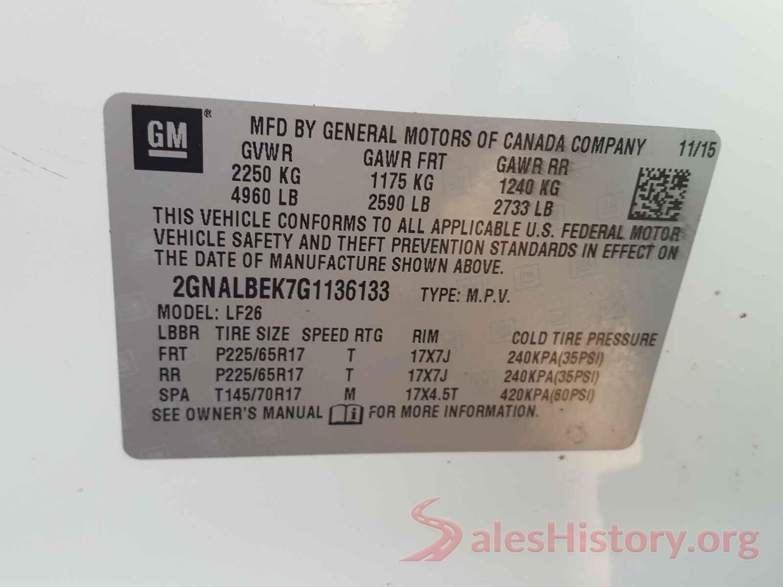 2GNALBEK7G1136133 2016 CHEVROLET EQUINOX