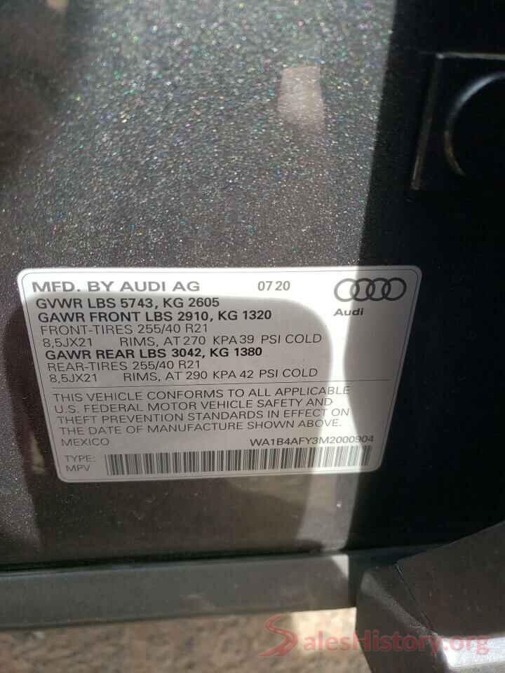 WA1B4AFY3M2000904 2021 AUDI SQ5