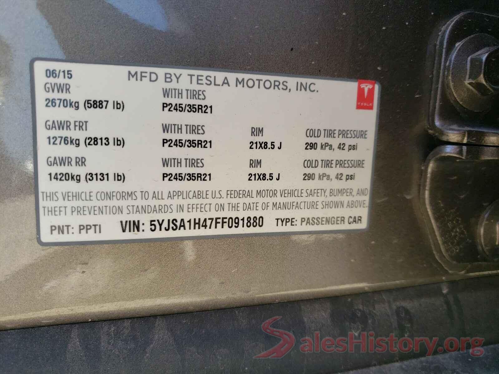 5YJSA1H47FF091880 2015 TESLA MODEL S