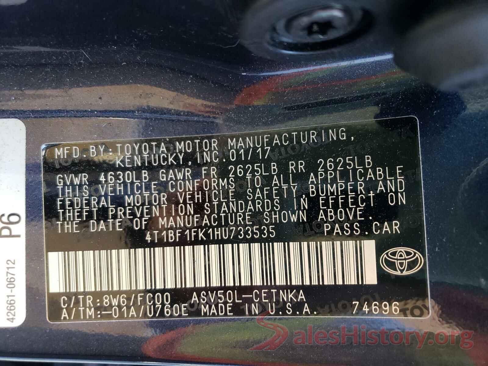 4T1BF1FK1HU733535 2017 TOYOTA CAMRY