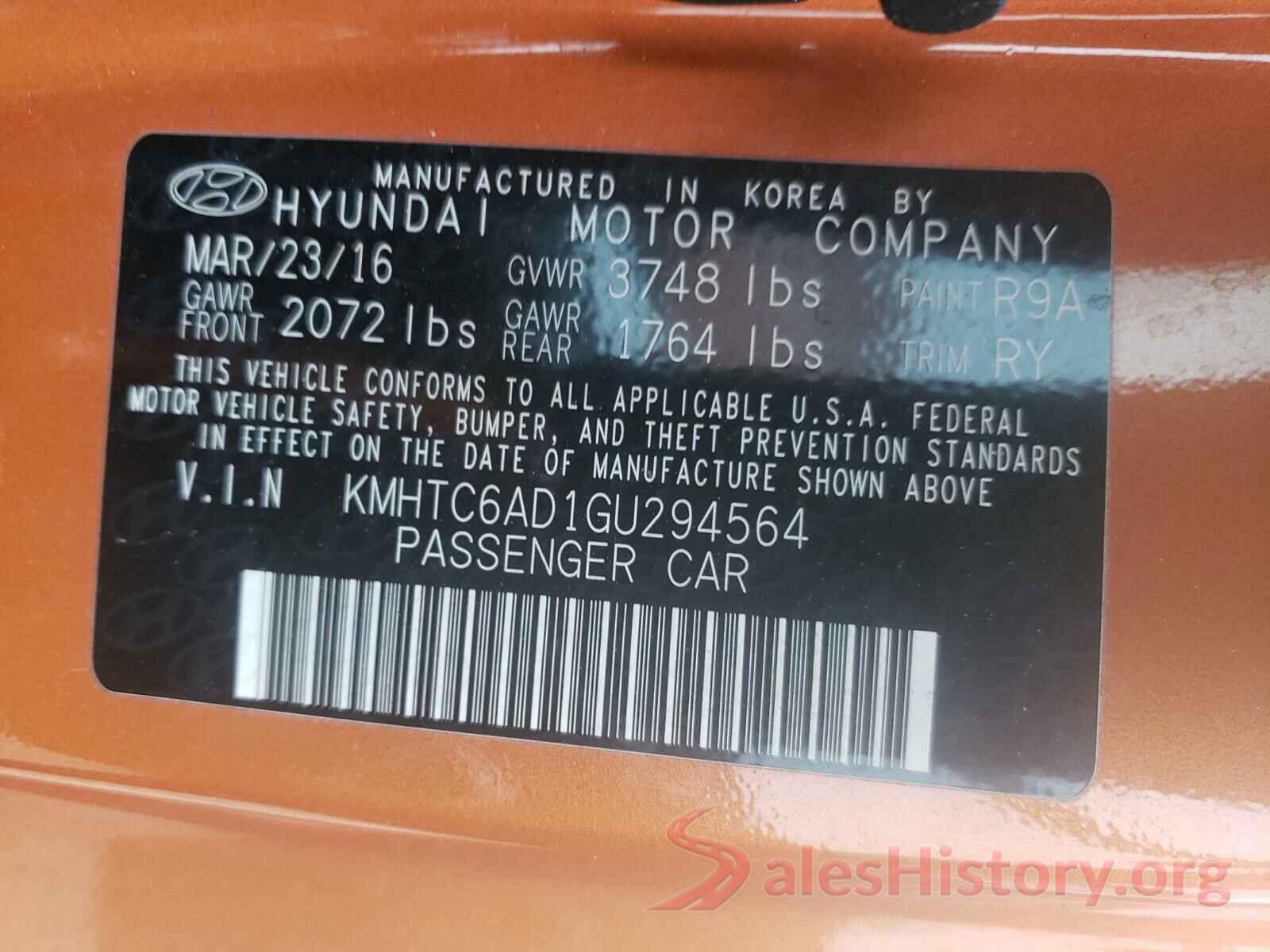 KMHTC6AD1GU294564 2016 HYUNDAI VELOSTER