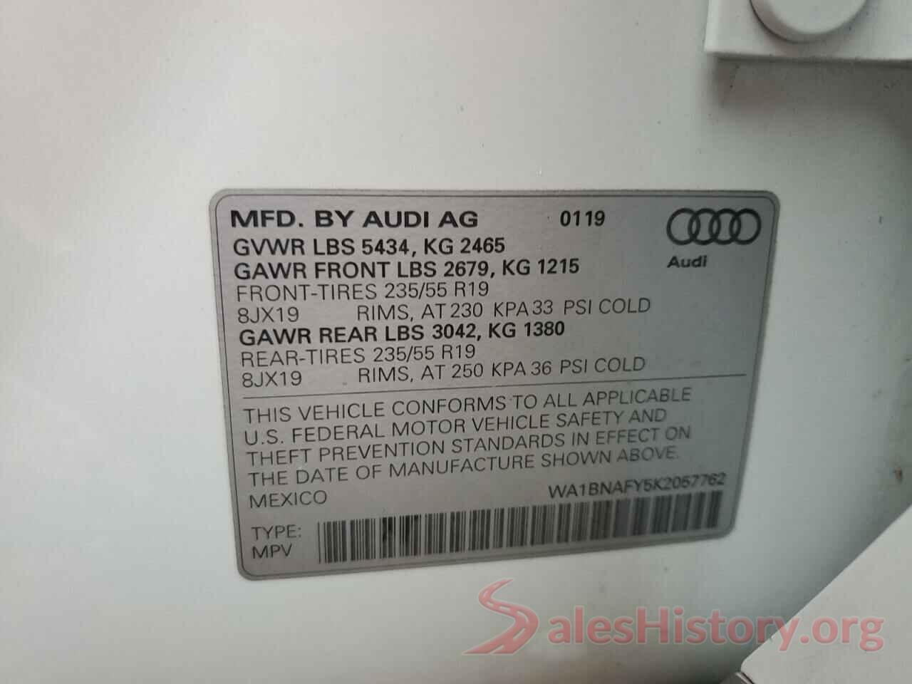 WA1BNAFY5K2057762 2019 AUDI Q5