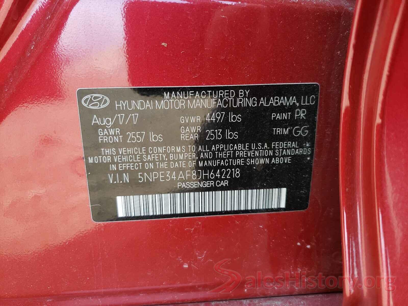 5NPE34AF8JH642218 2018 HYUNDAI SONATA