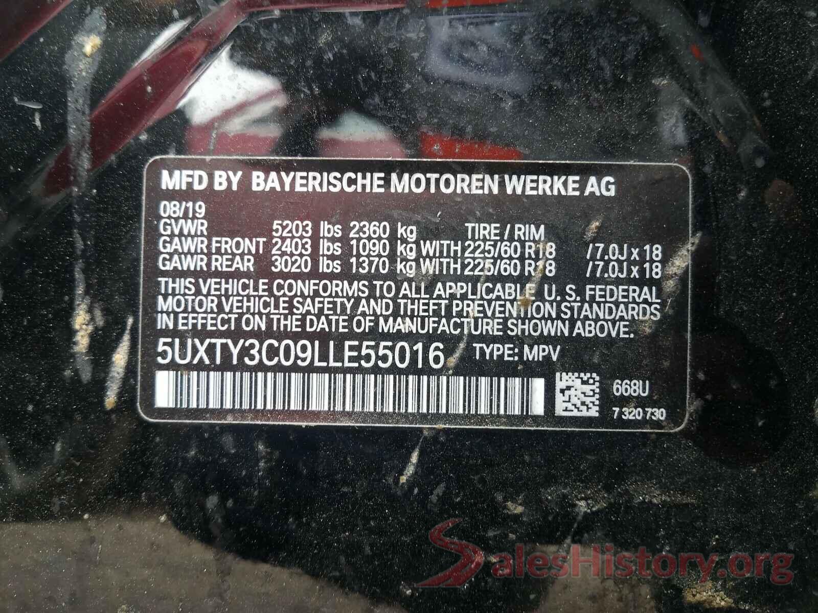 5UXTY3C09LLE55016 2020 BMW X3