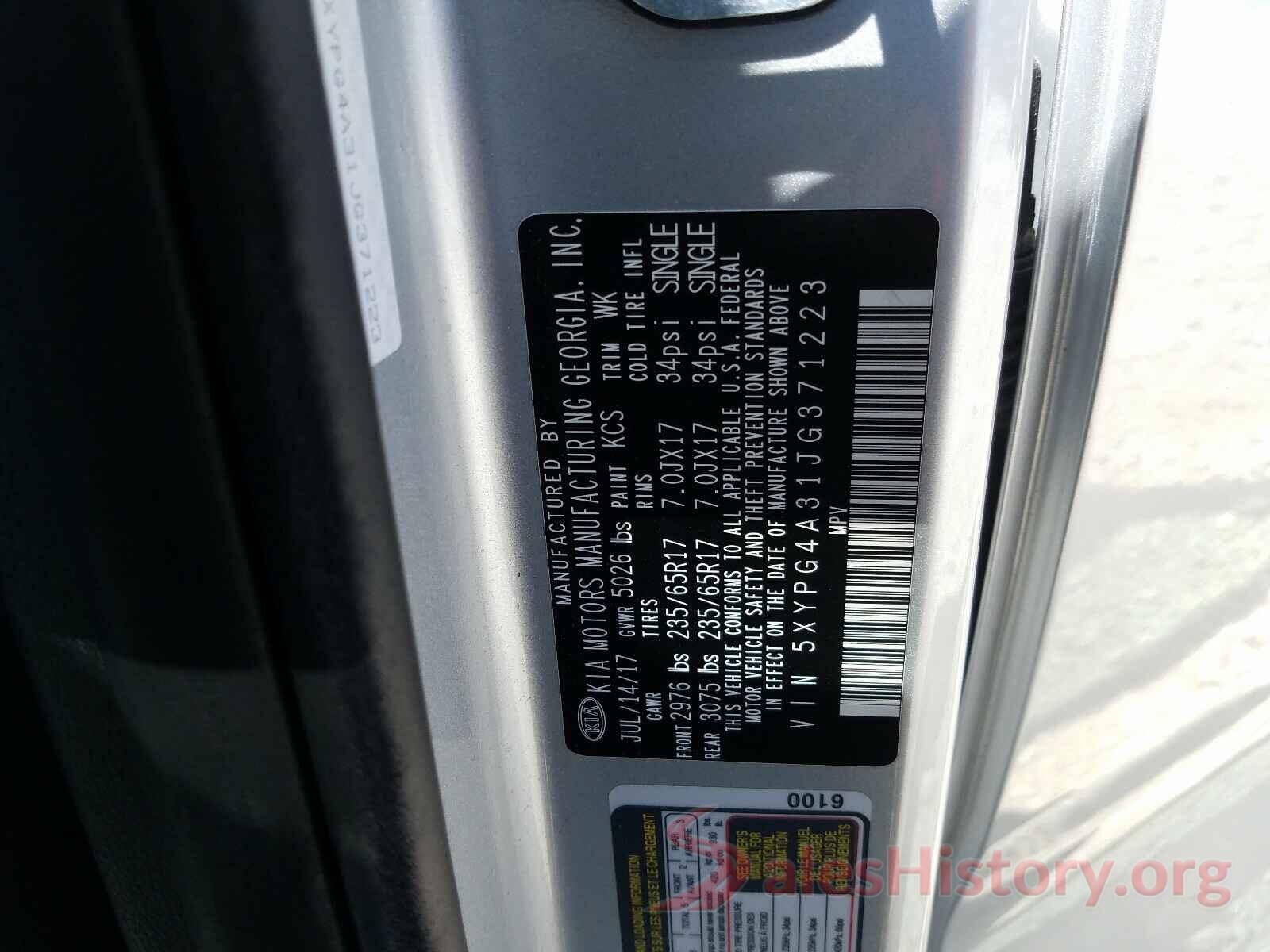 5XYPG4A31JG371223 2018 KIA SORENTO