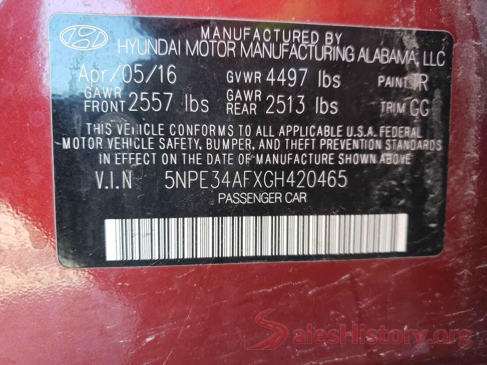 5NPE34AFXGH420465 2016 HYUNDAI SONATA