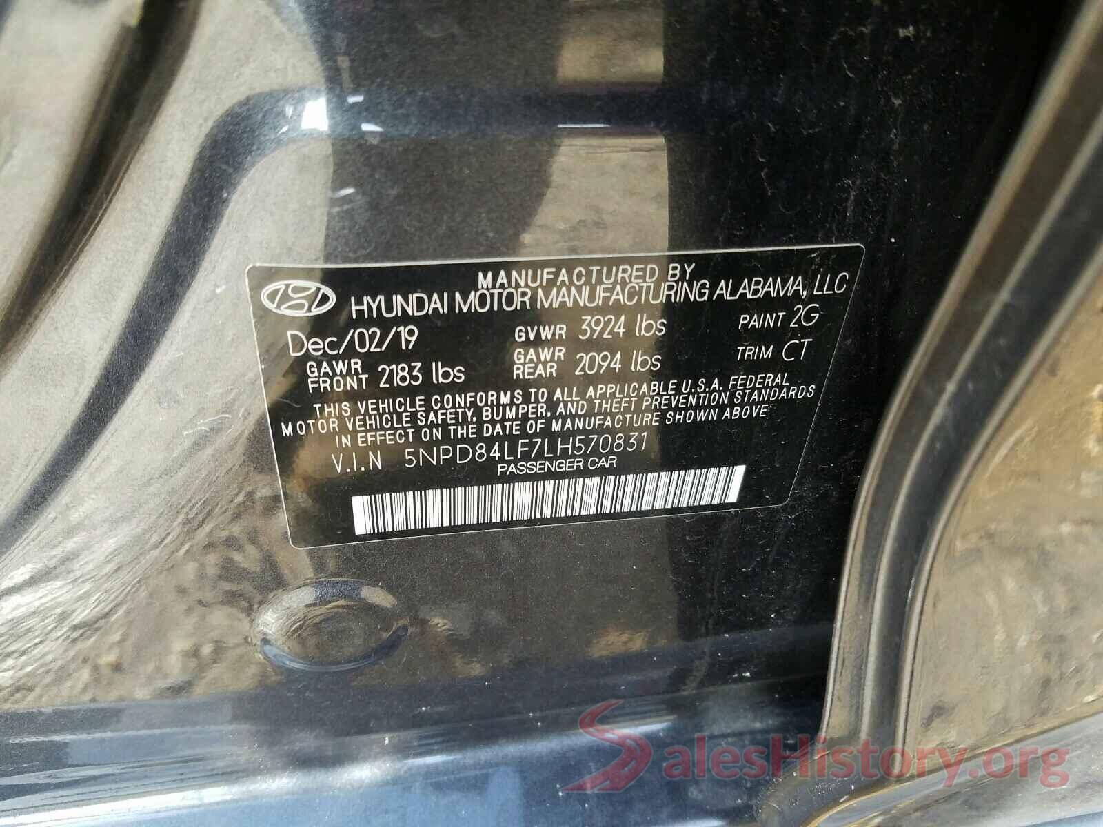 5NPD84LF7LH570831 2020 HYUNDAI ELANTRA