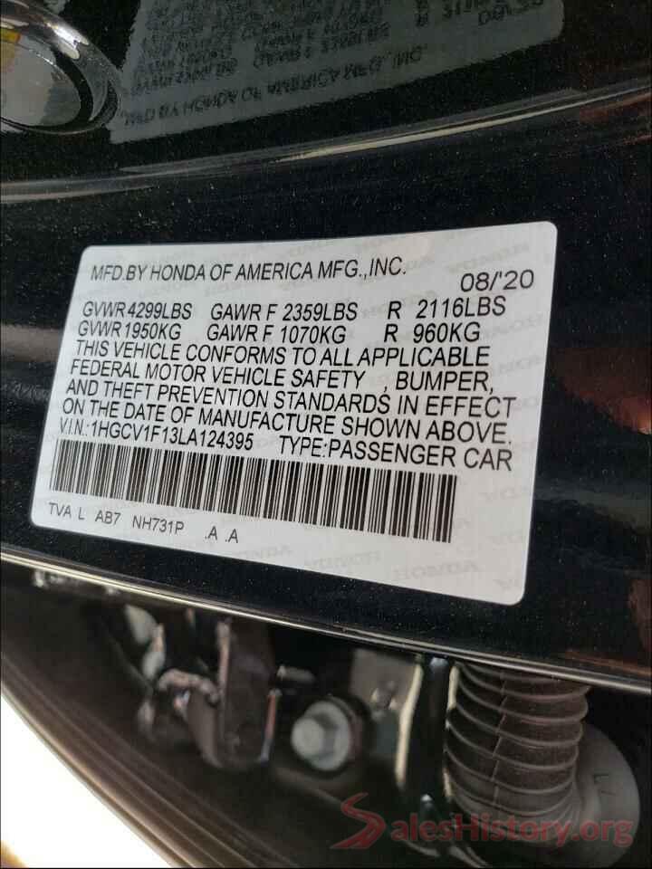 1HGCV1F13LA124395 2020 HONDA ACCORD