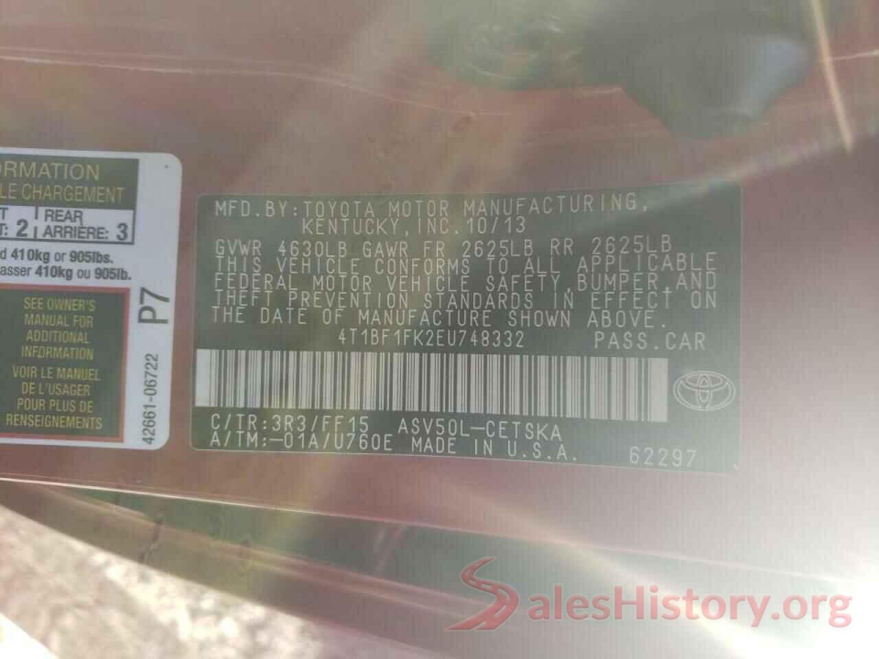 4T1BF1FK2EU748332 2014 TOYOTA CAMRY