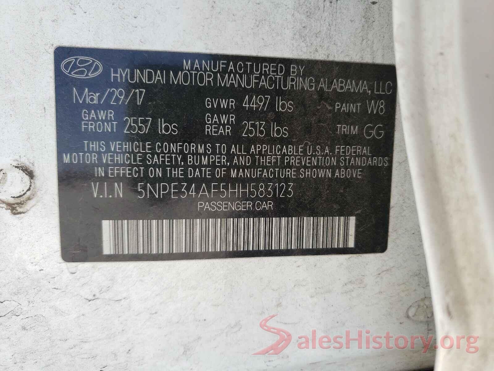 5NPE34AF5HH583123 2017 HYUNDAI SONATA