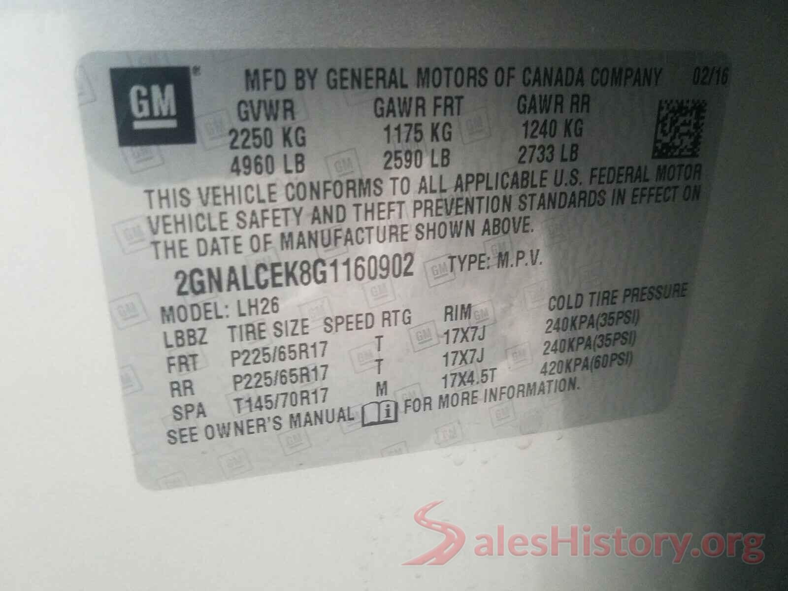 2GNALCEK8G1160902 2016 CHEVROLET EQUINOX