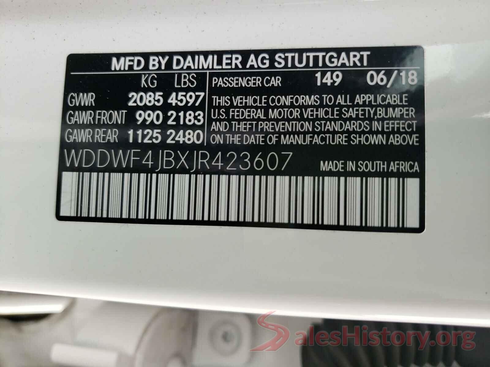 WDDWF4JBXJR423607 2018 MERCEDES-BENZ C CLASS