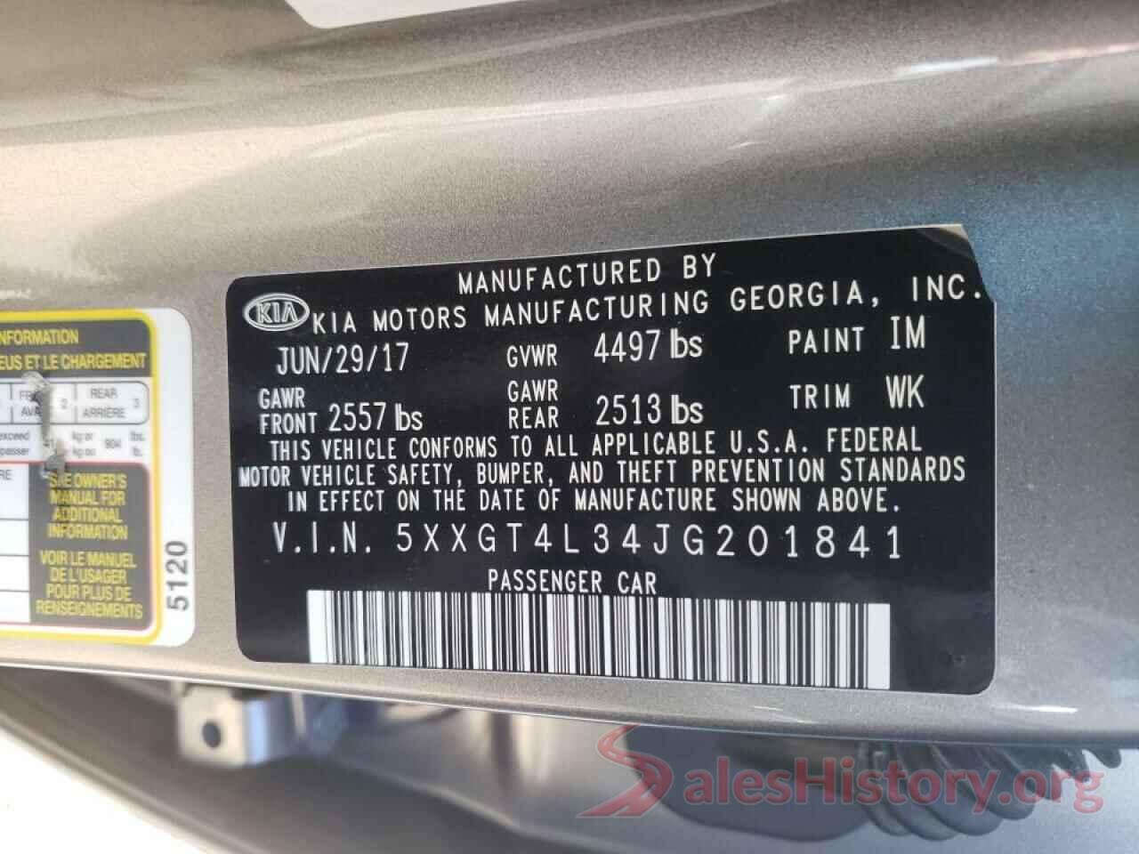 5XXGT4L34JG201841 2018 KIA OPTIMA