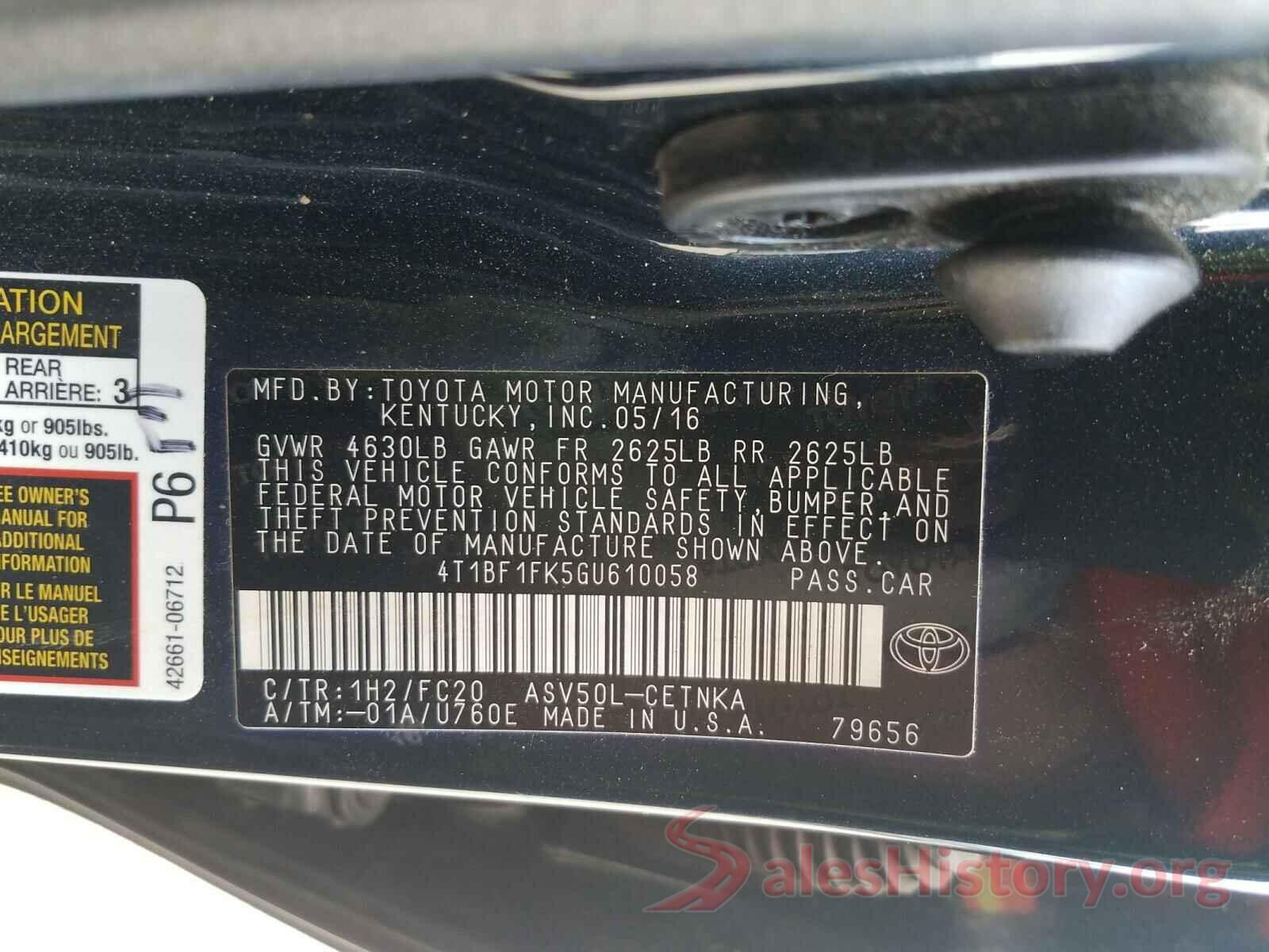 4T1BF1FK5GU610058 2016 TOYOTA CAMRY