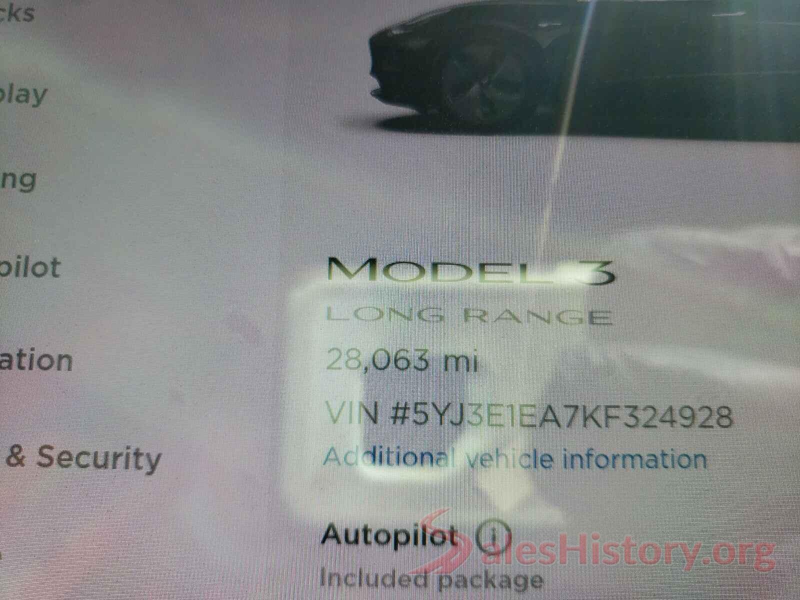 5YJ3E1EA7KF324928 2019 TESLA MODEL 3