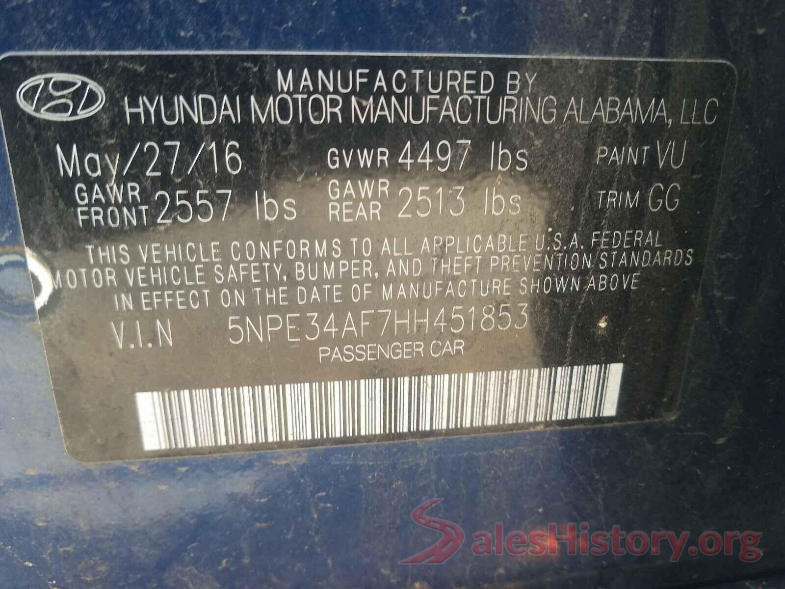 5NPE34AF7HH451853 2017 HYUNDAI SONATA