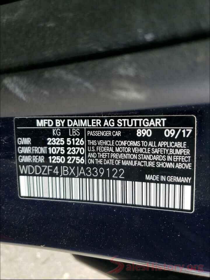 WDDZF4JBXJA339122 2018 MERCEDES-BENZ E CLASS