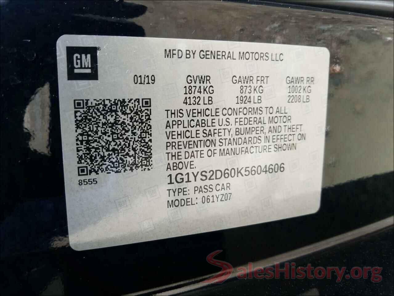 1G1YS2D60K5604606 2019 CHEVROLET CORVETTE