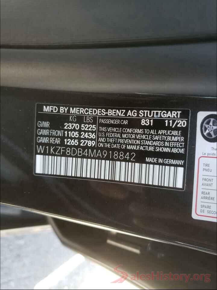 W1KZF8DB4MA918842 2021 MERCEDES-BENZ E CLASS