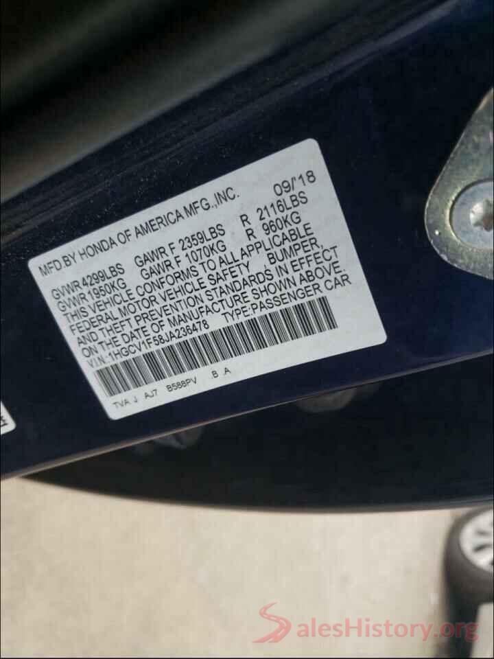 1HGCV1F58JA236478 2018 HONDA ACCORD