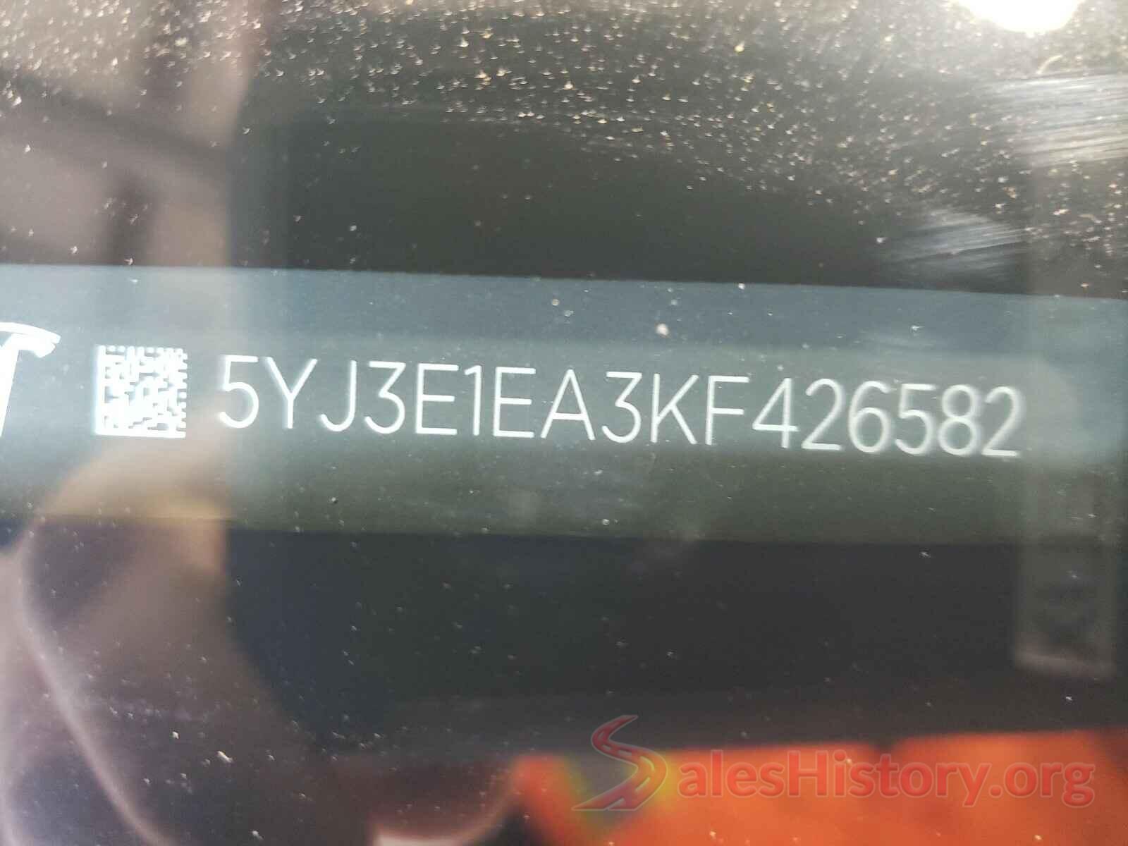 5YJ3E1EA3KF426582 2019 TESLA MODEL 3