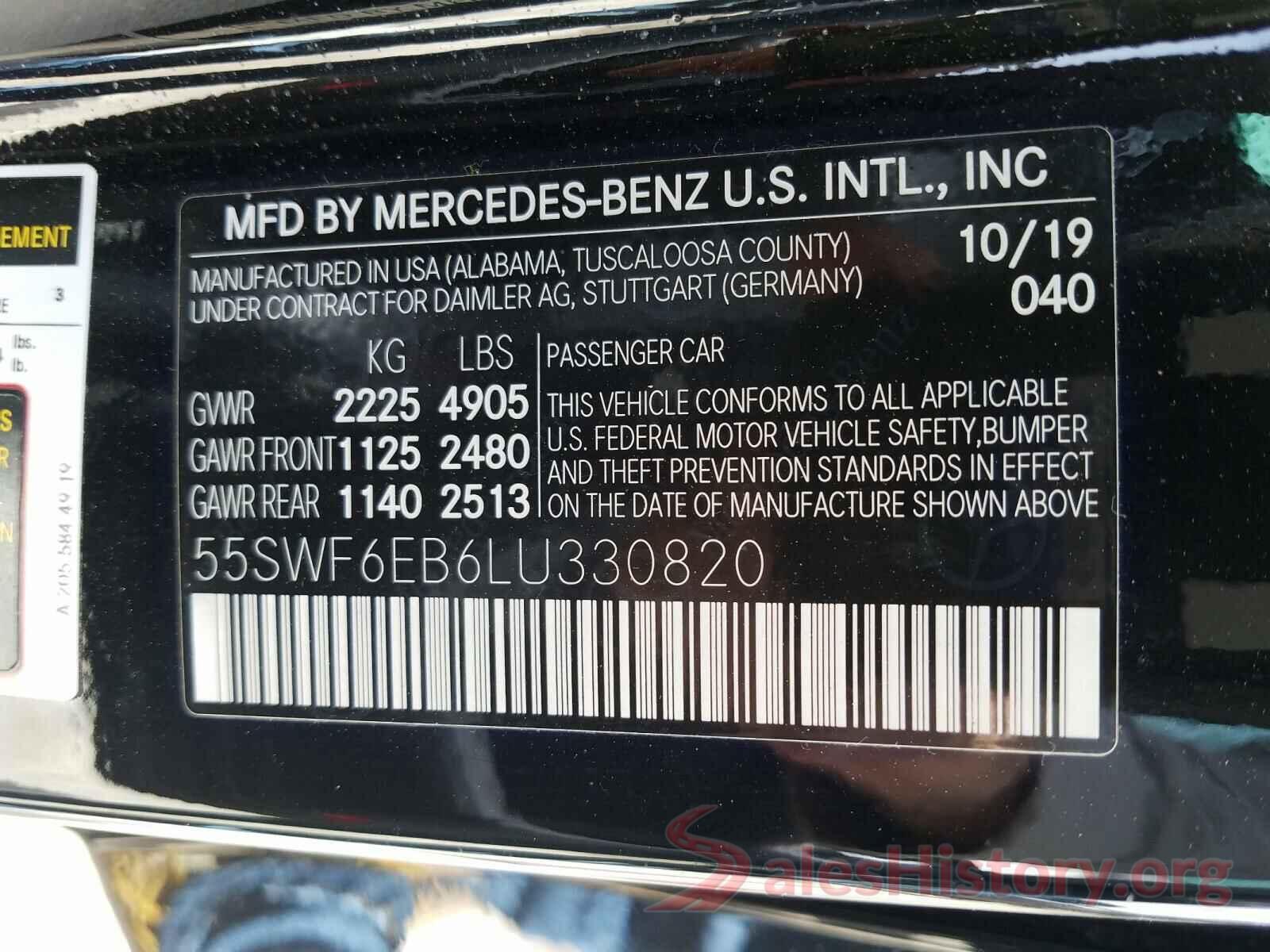 55SWF6EB6LU330820 2020 MERCEDES-BENZ C CLASS