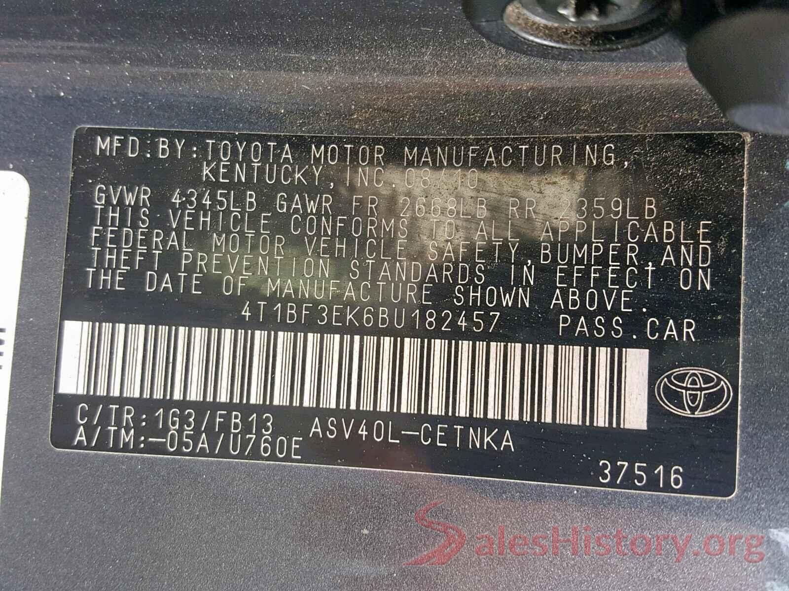 4T1BF3EK6BU182457 2011 TOYOTA CAMRY BASE