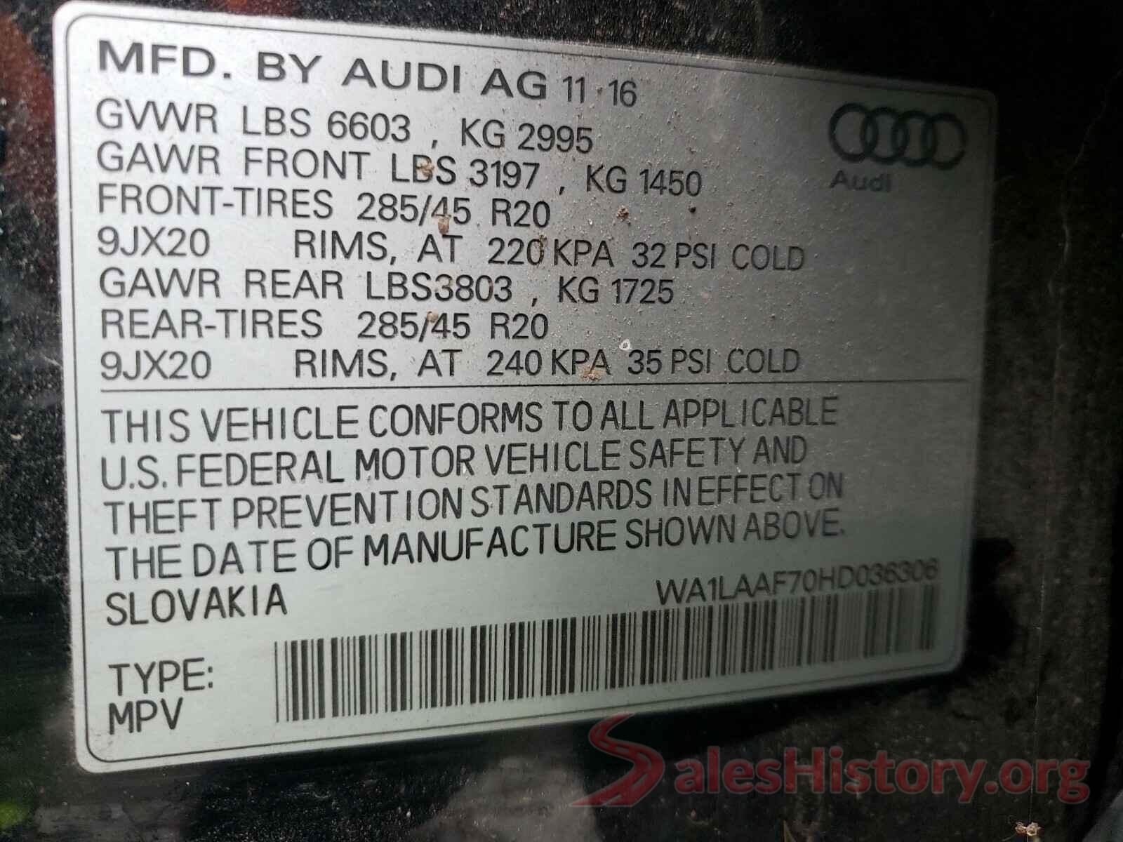 WA1LAAF70HD036306 2017 AUDI Q7