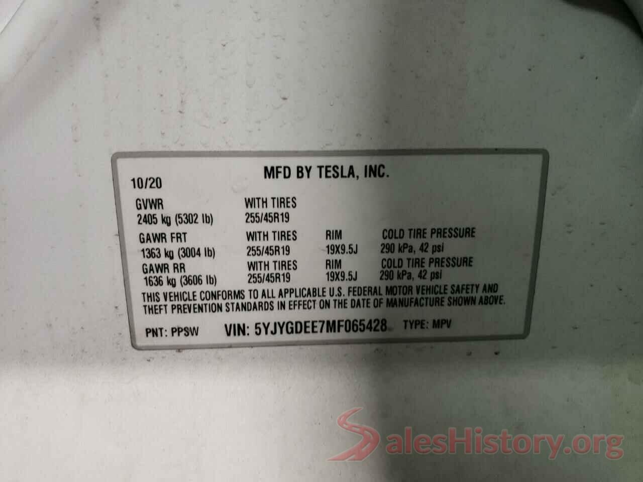 5YJYGDEE7MF065428 2021 TESLA MODEL Y