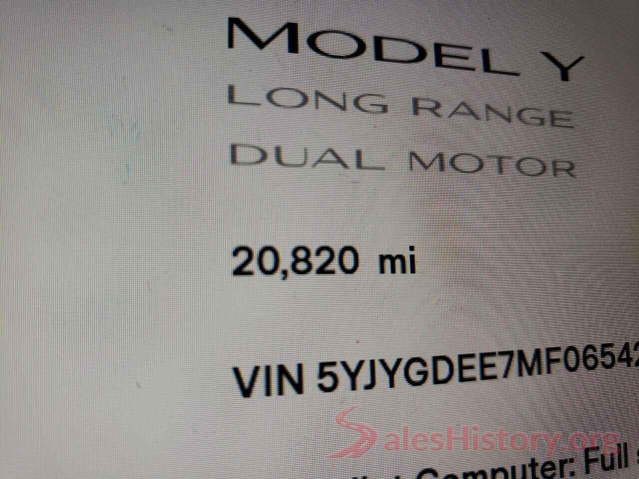 5YJYGDEE7MF065428 2021 TESLA MODEL Y