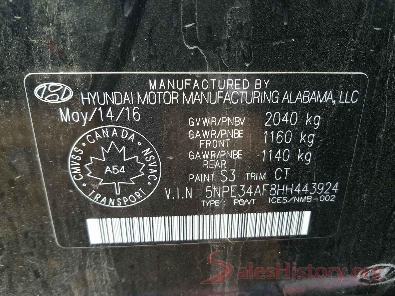 5NPE34AF8HH443924 2017 HYUNDAI SONATA