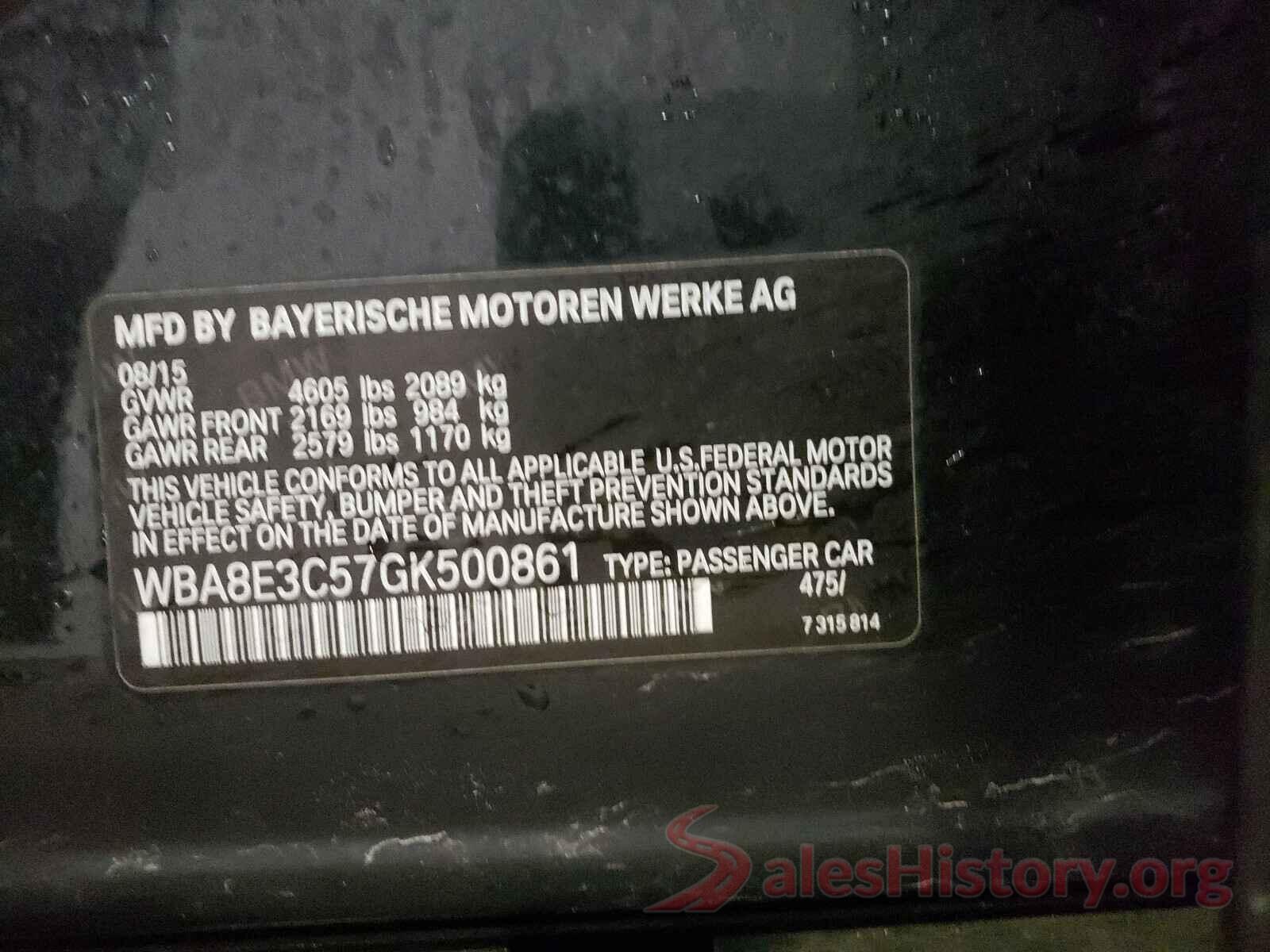 WBA8E3C57GK500861 2016 BMW 3 SERIES