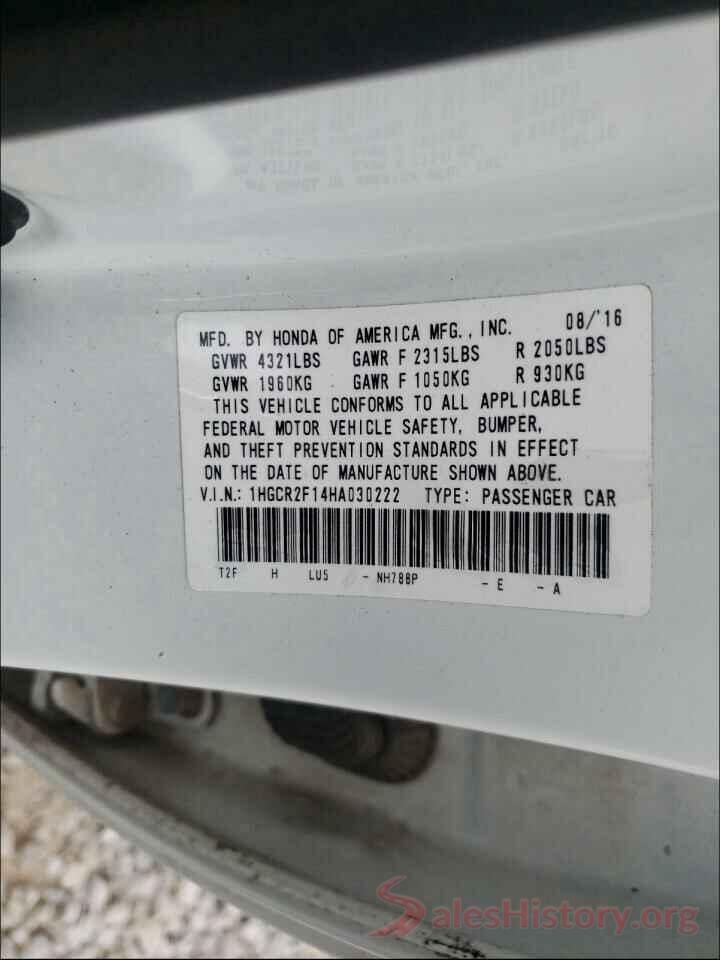 1HGCR2F14HA030222 2017 HONDA ACCORD