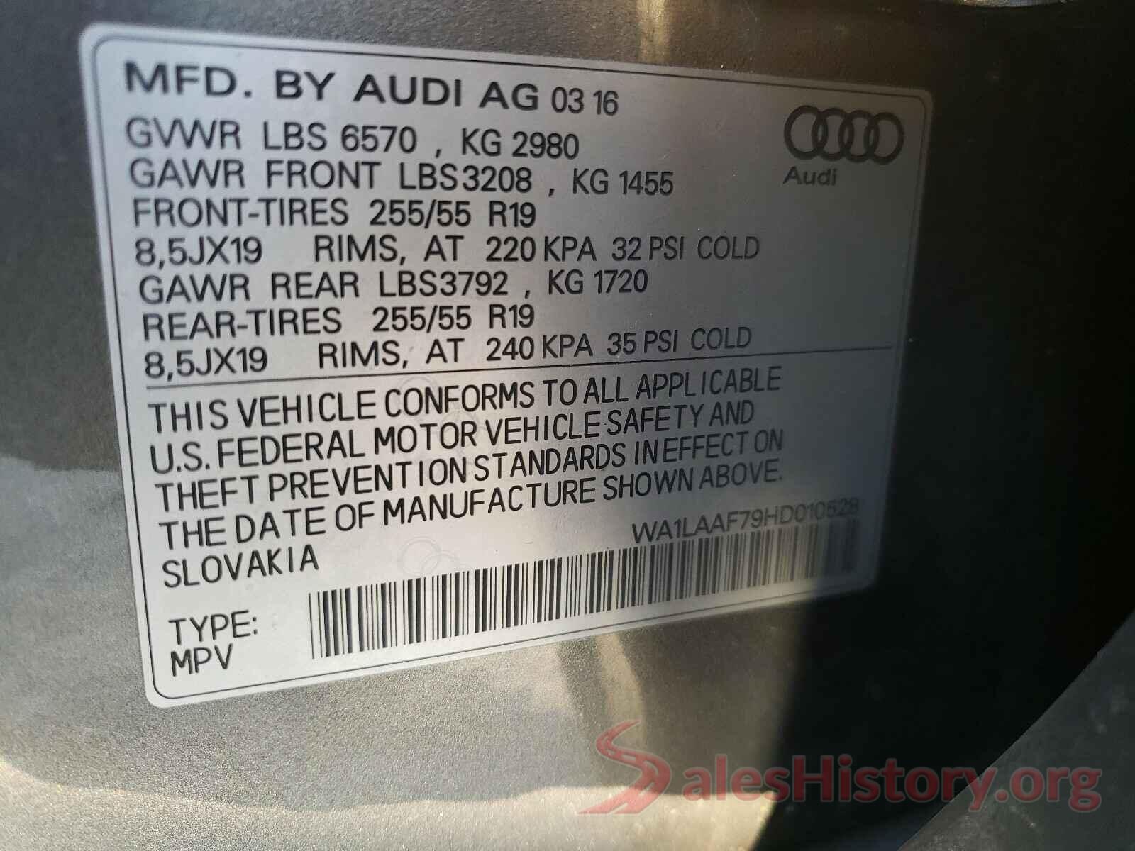 WA1LAAF79HD010528 2017 AUDI Q7