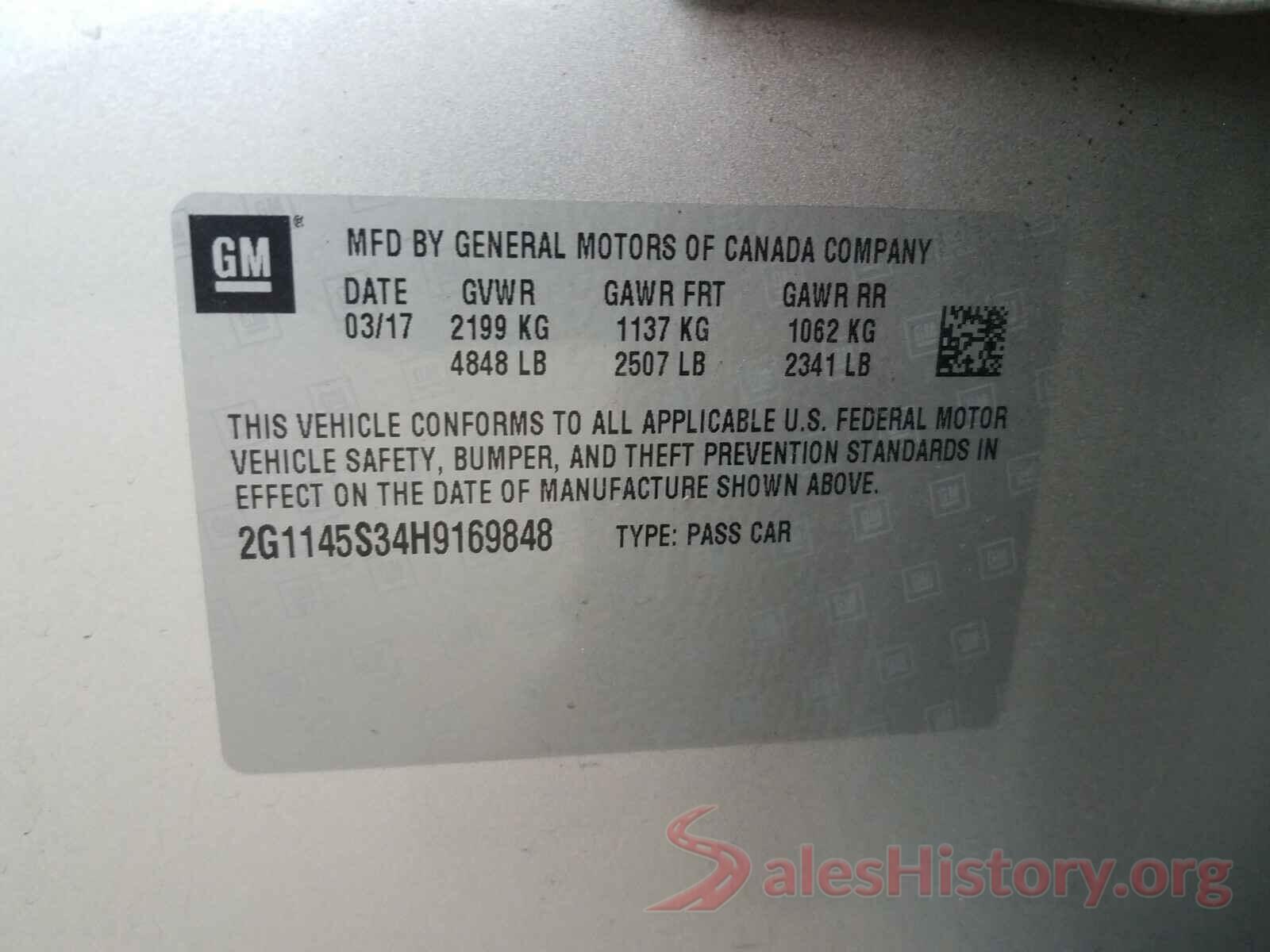 2G1145S34H9169848 2017 CHEVROLET IMPALA