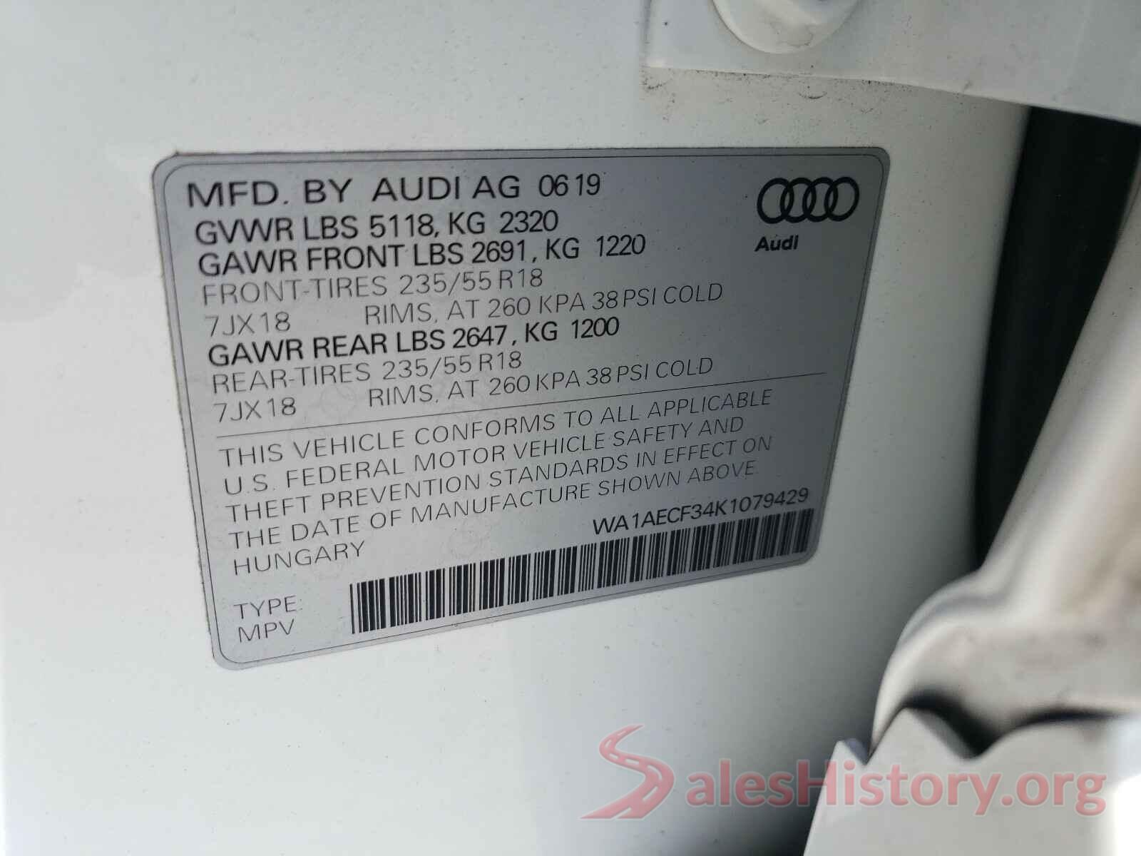 WA1AECF34K1079429 2019 AUDI Q3