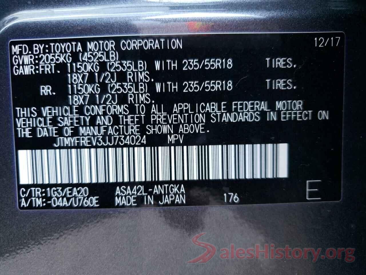 JTMYFREV3JJ734024 2018 TOYOTA RAV4