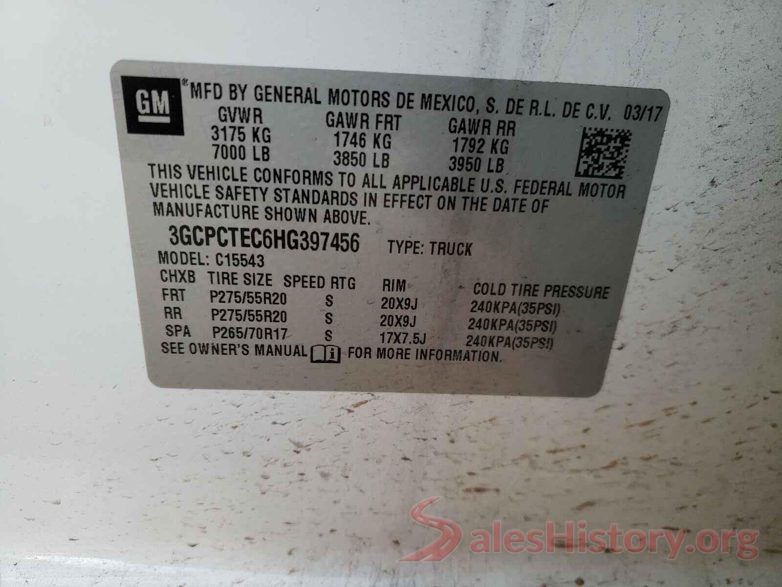 3GCPCTEC6HG397456 2017 CHEVROLET SILVERADO