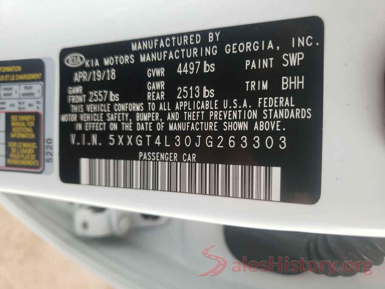 5XXGT4L30JG263303 2018 KIA OPTIMA